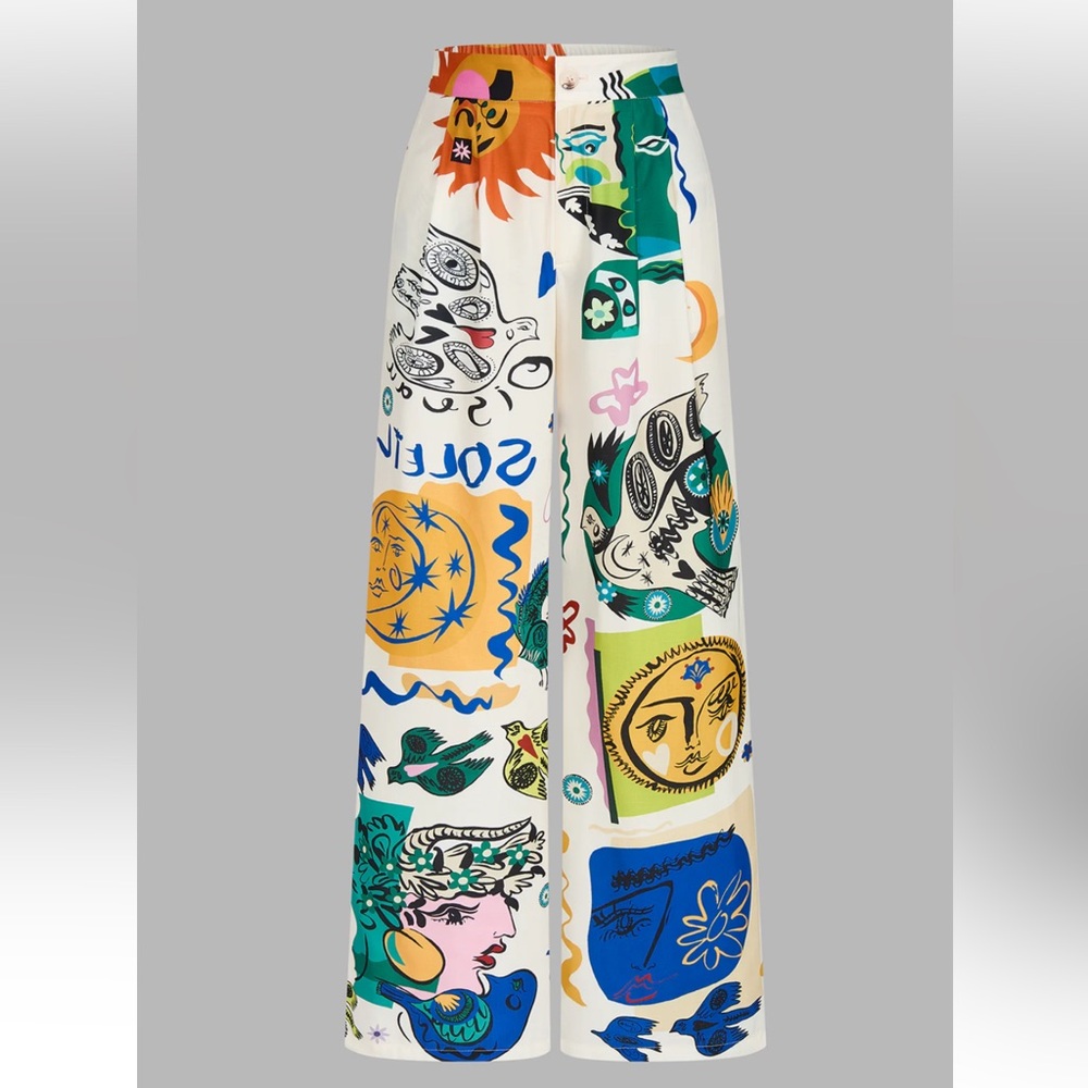 NWT Commense Graphic Print Crop Top With Wide-Leg Pants Set Size XL - Picture 6 of 12